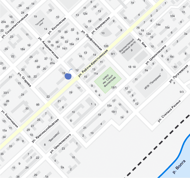 Южный на карте